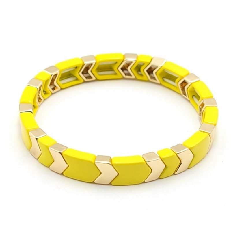Monica Beangstigend Indirect Armband emaille tegel v-vorm geel/goud